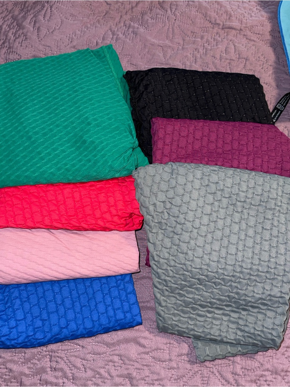 Textured Stretch Leggings Bundle in Teal, Black, Berry, Coral, Pink, Blue & Gray